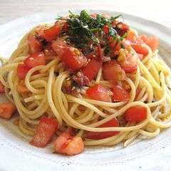 'Umeboshi', Tomato & Shiso Spaghetti A picture of 'Umeboshi', Tomato & Shiso Spaghetti.