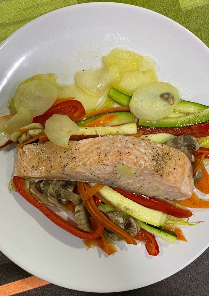 Una foto de Papillote de Salmón
