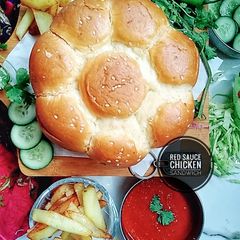 A picture of Red sauce chicken sandwich 🥪 😋.