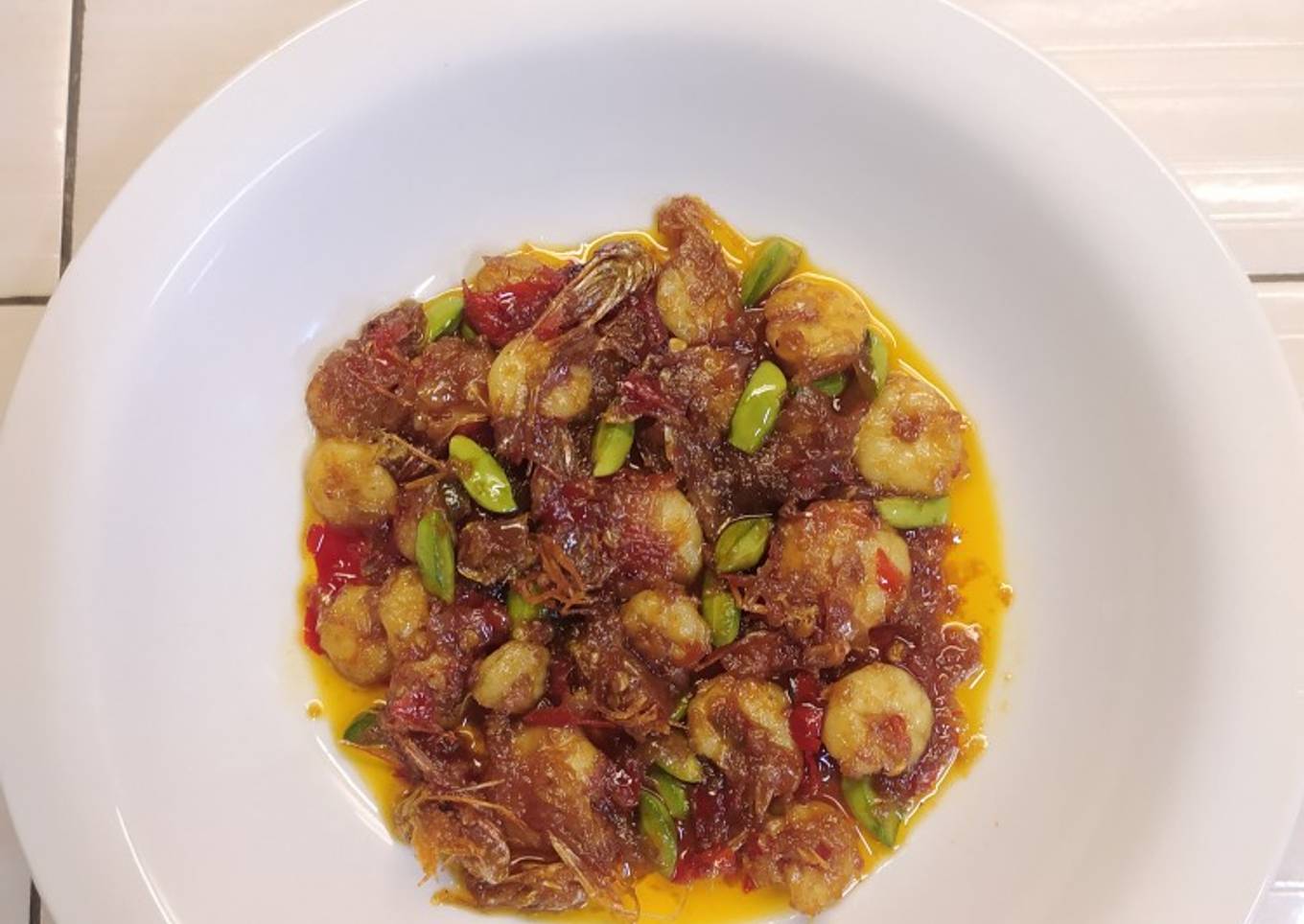 Balado udang pete
