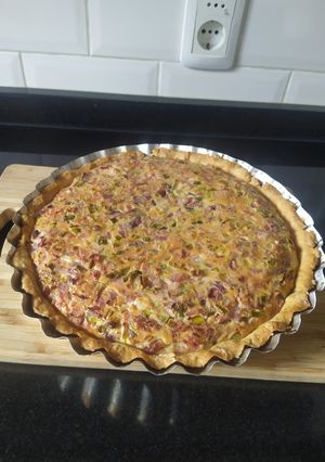 Una foto de Tarta especial de puerros y panceta