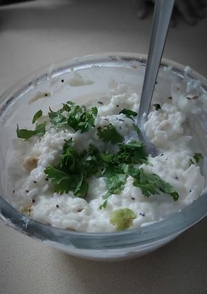 A picture of Hyderabadi Curd rice.