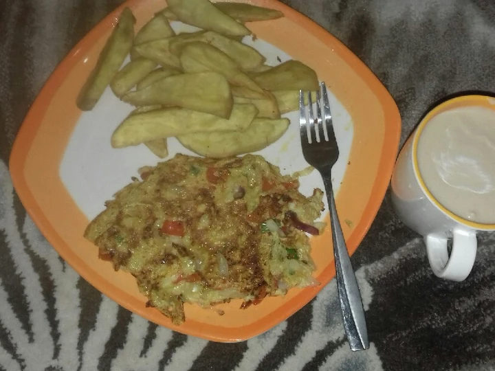 Recipe Sweet potato chips with cabbage omellet and kunun gyada the Awesome  So Delicious