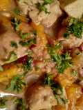 Geschnetzeltes in Aprikosen-Weißweinsauce