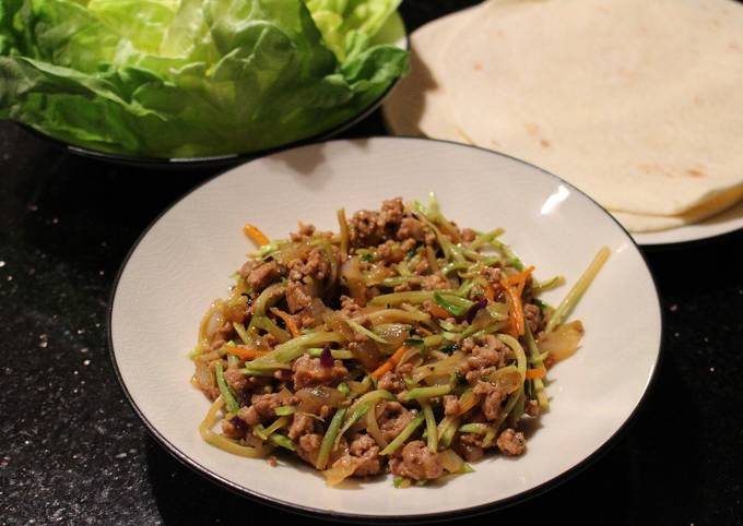 Recipe of Any-night-of-the-week Thai Pork Lettuce Wraps or Burritos