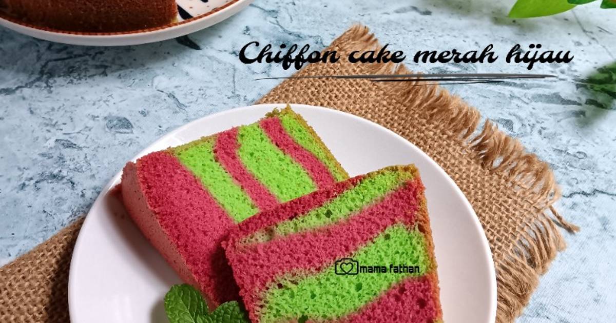Resep Chiffon cake merah hijau oleh Mama fathan - Cookpad