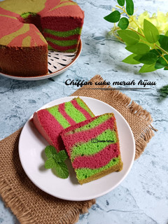 Foto resep Chiffon cake merah hijau