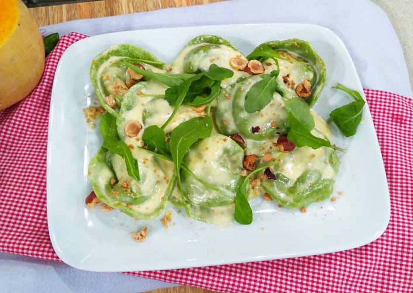 Agnolottis verdes de calabaza y ricota
