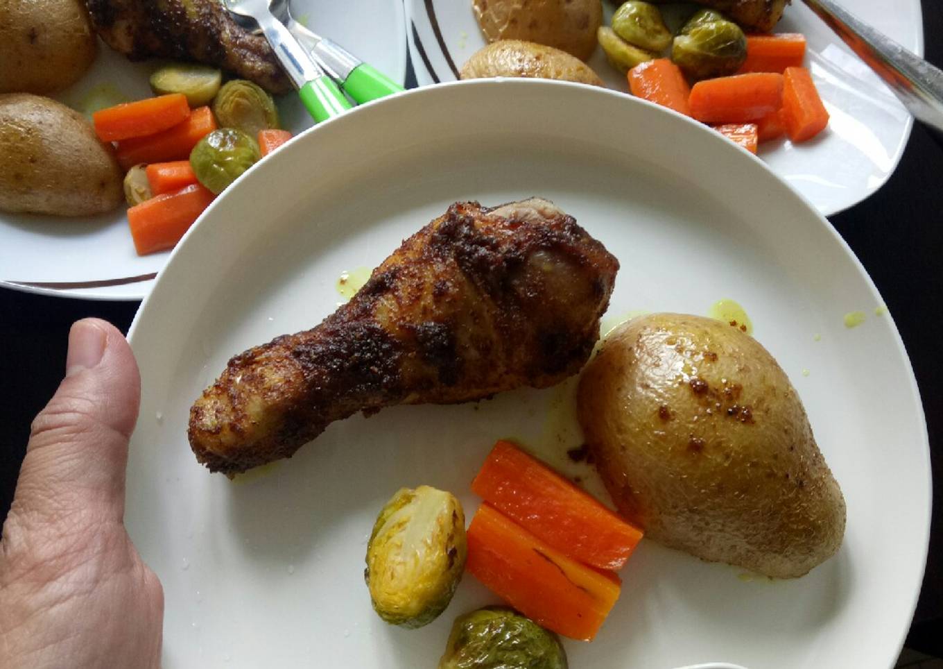 Ayam lengkuas dg sayuran dan kentang panggang