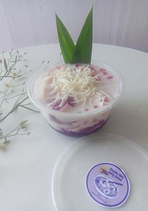 Foto resep Cheese Ube Jelly Salad