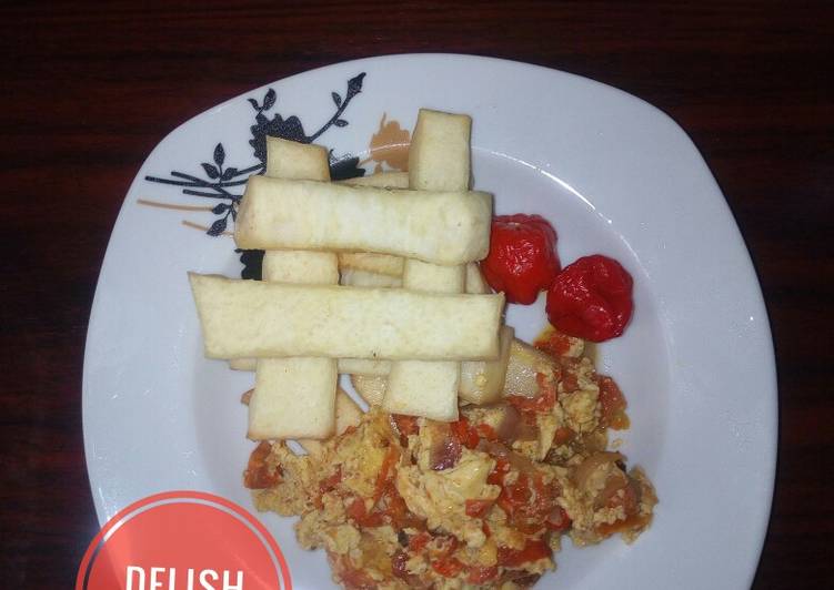 Steps to Prepare Speedy Fried yam strips with egg sauce Cooking Basics for Beginners