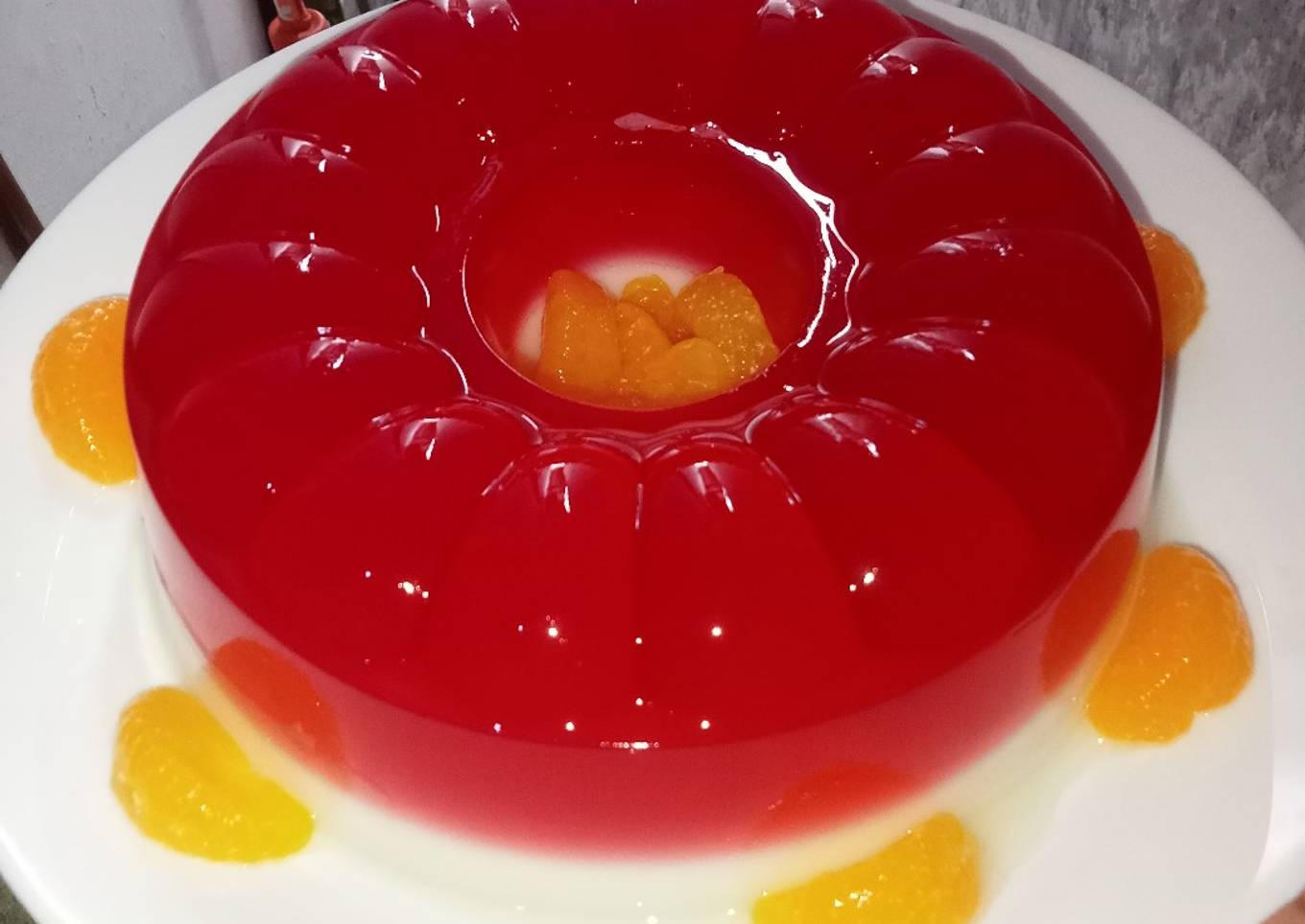 Puding buah lapis keju