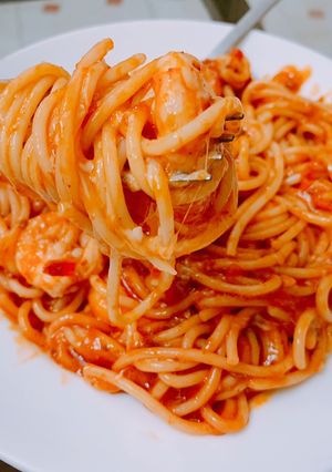Hình của món Spaghetty tôm phomai.