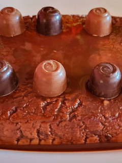 Una foto de Flan con turrón y cacao
