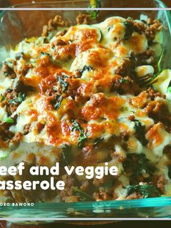 Foto resep Ground beef veggie casserole with cheese topping