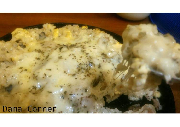 Simple Cheese Mushrooms Baked Rice #FusionEuropeDish