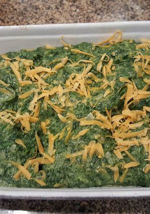 A picture of MAKE AHEAD HOLIDAY side, *Spinach casserole *.