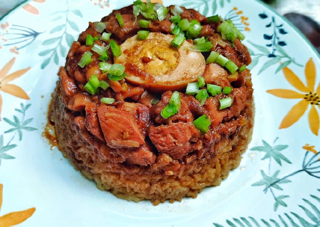 Nasi tim ayam jamur