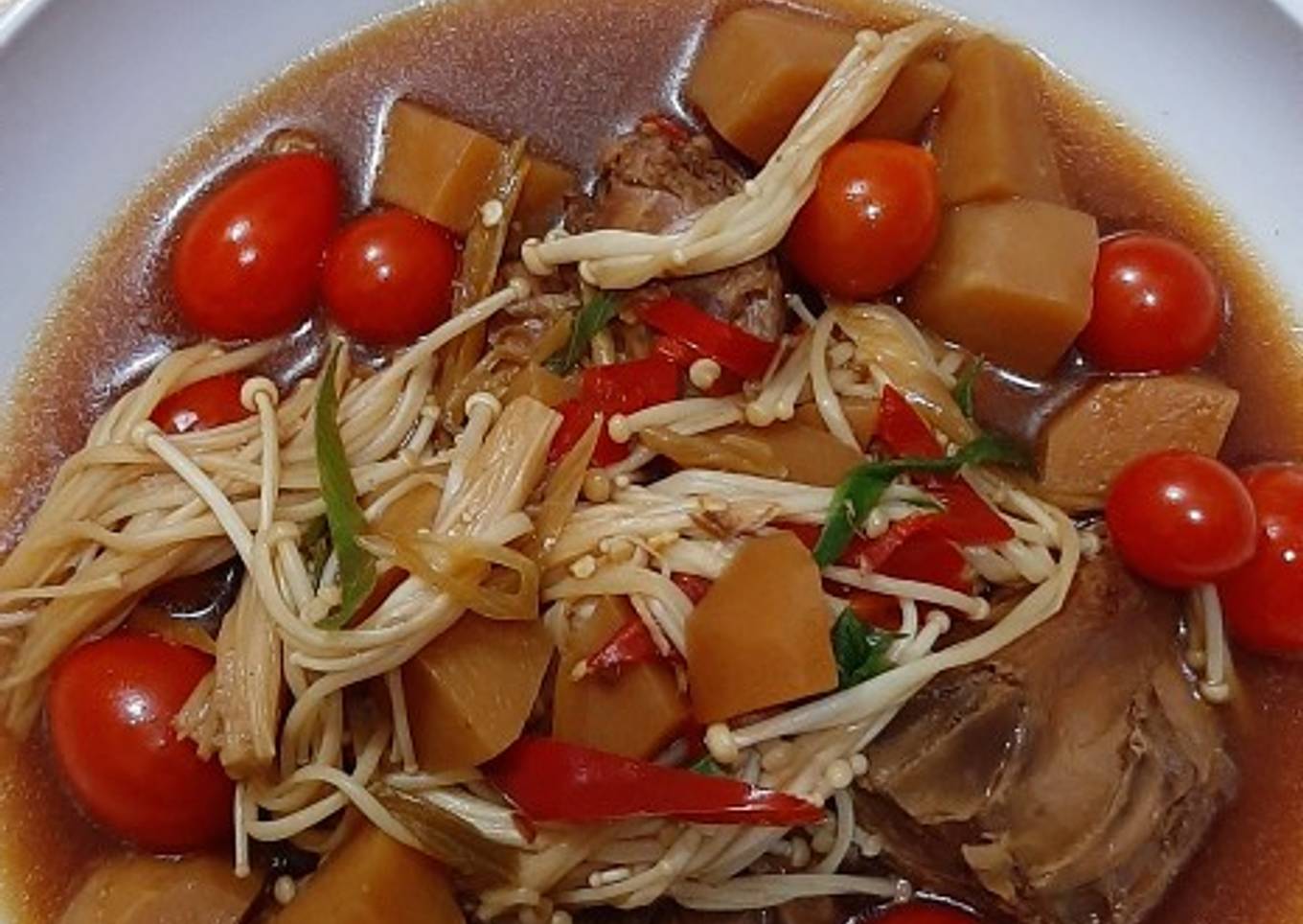 #13. Semur Ayam Dg Potato Tomato Enoki