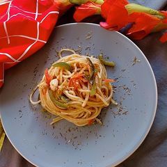 A picture of Tikka spaghetti.