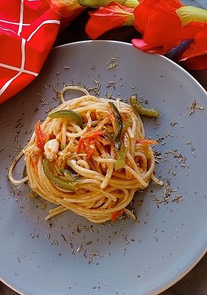 A picture of Tikka spaghetti.