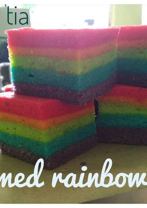 Foto resep Bolu kukus rainbow alias steamed rainbow cake