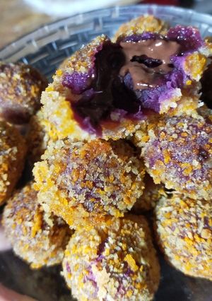 Foto resep Bola-bola ubi ungu coklat lumer