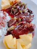 ข้าวหน้าสันคอหมูอบซอสไวน์แดง 🐷 🍷 / Baked pork shoulder in red wine sauce with rice 🐷 🍷