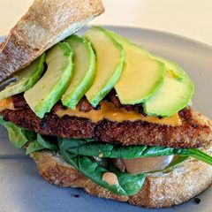Schnitzel Sandwich with Crispy Bacon A picture of Schnitzel Sandwich with Crispy Bacon.