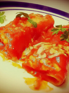 Una foto de Canelones rellenos de Pollo y champiñones