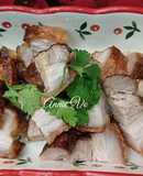 Heo quay giòn bì kiểu 2: ngâm bì trong giấm