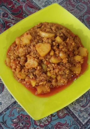 عکسی از دستور خوراک سویا و گوشت چرخ کرده فوری مائده پز 🍜🍲