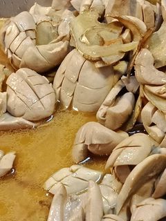 黑麻油薑片炒腰只 的食譜成品照片