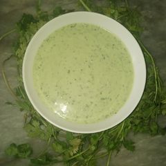 Green coriander leaves raita A picture of Green coriander leaves raita.
