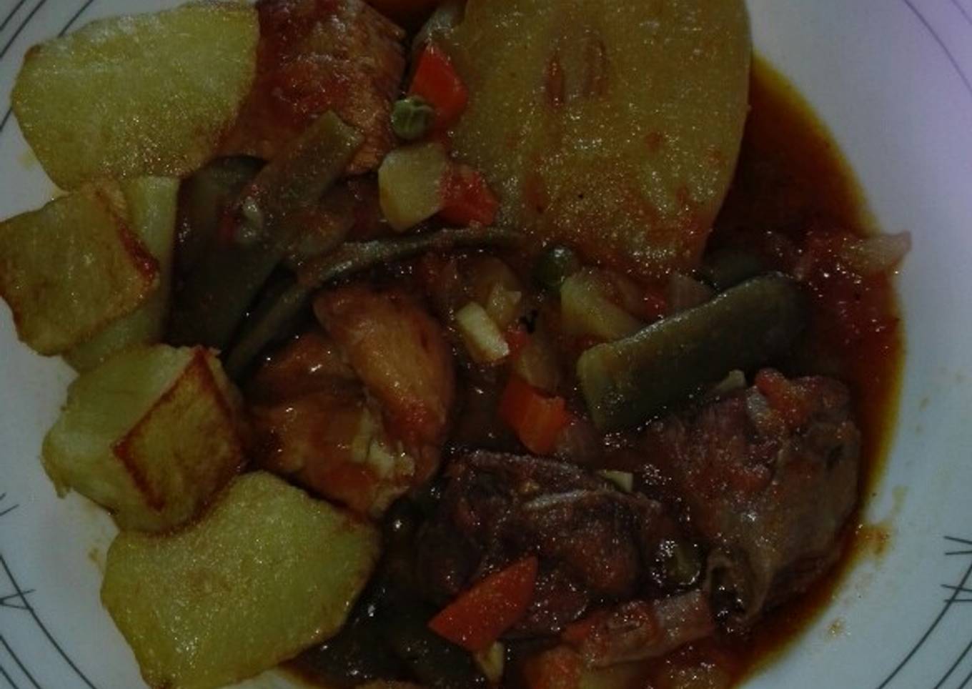 Pollo y ternera con pera 🍐y verduras variadas