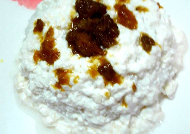 Leftover rice curd with jaggery