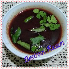 A picture of Beetroot Rasam.