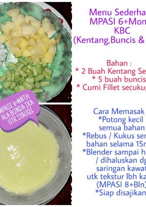Foto resep MPASI Sederhana 6+ bulan KBC (Kentang, Buncis & Cumi)
