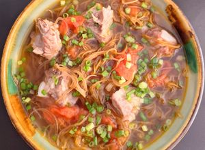 Hình của món Canh hoa chuối sườn non.