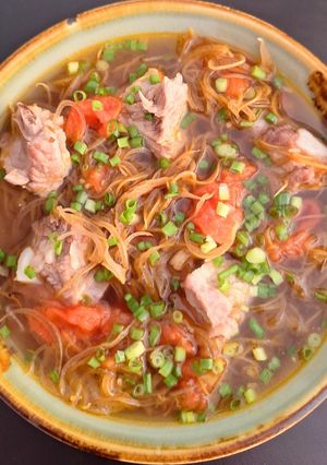 Hình của món Canh hoa chuối sườn non.