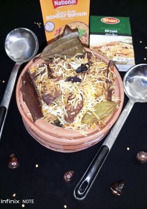 A picture of Sindhi matka beef biryani.