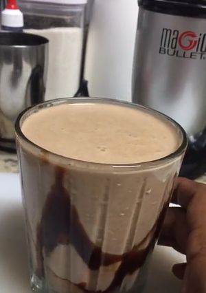 A picture of Cashews nuts chocolate shake iftar special.