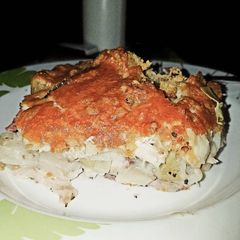 A picture of Chicken and Leek pasta bake.