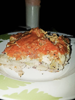 A picture of Chicken and Leek pasta bake.