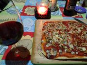 Una foto de pizza queso azul