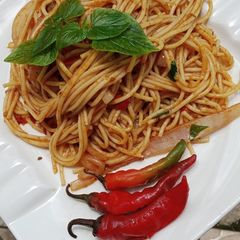 Homemade chilli pepper pasta A picture of Homemade chilli pepper pasta.
