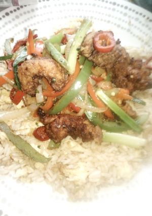 A picture of Salt n Chilli King Prawns.