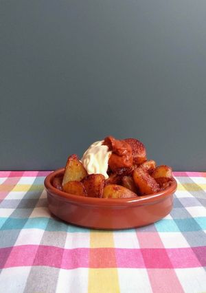 A picture of Homemade Patatas Bravas.