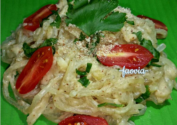 Resep Vegan shirataki carbonara yang Bisa Manjain Lidah