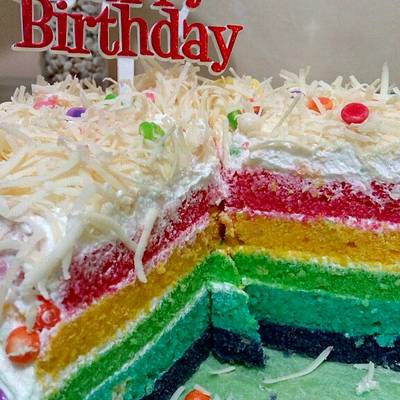 Resep Steamed Rainbow Cake Ultah Kakak Cantik Oleh Yayi Ibukayrarendra Cookpad